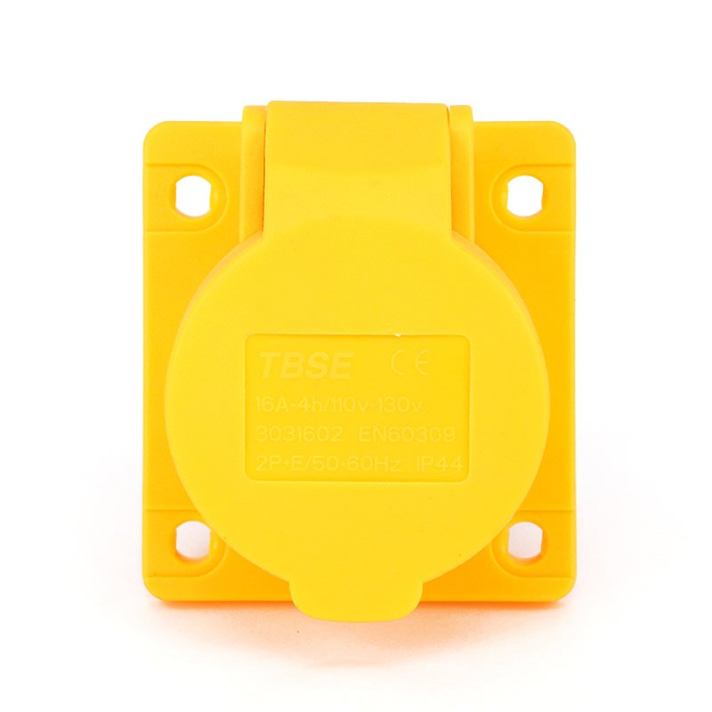 IEC 60309 CEE Flanged Socket, 3-Pin, 16A, 100-130V, IP44 Splashproof