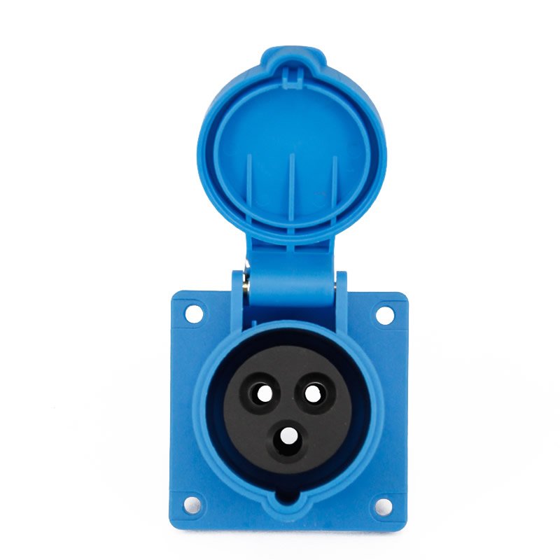 IEC 60309 CEE Wall-Mounted Socket Outlet, Straight, 3-Pin, 16A, 200-250V, IP44 Splashproof
